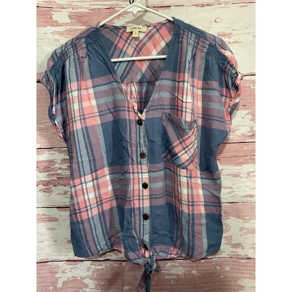 Como Blu Size Large Blouse Plaid - Picture 8 of 9